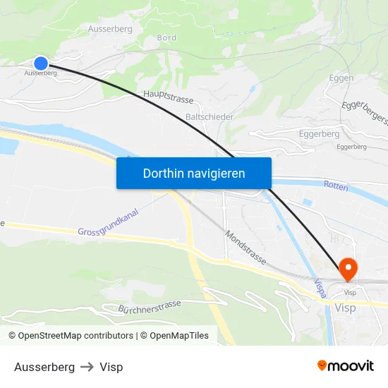 Ausserberg to Visp map