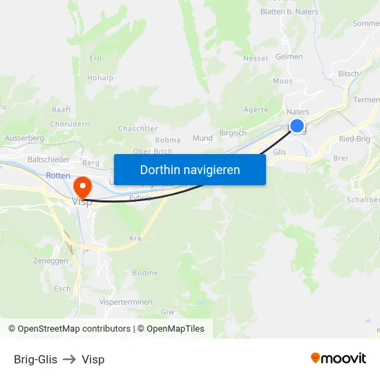 Brig-Glis to Visp map