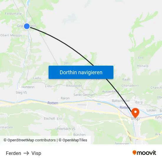 Ferden to Visp map