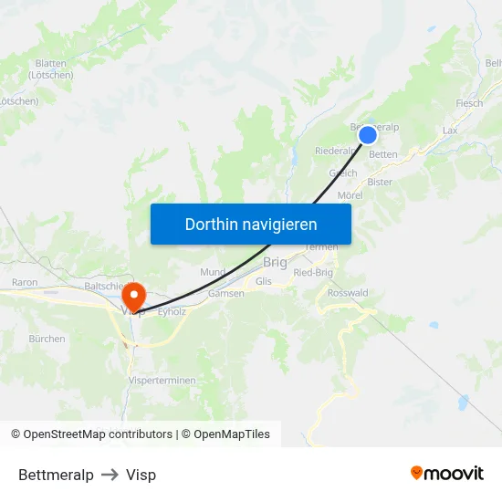 Bettmeralp to Visp map