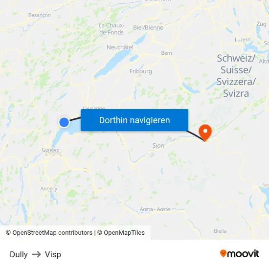 Dully to Visp map