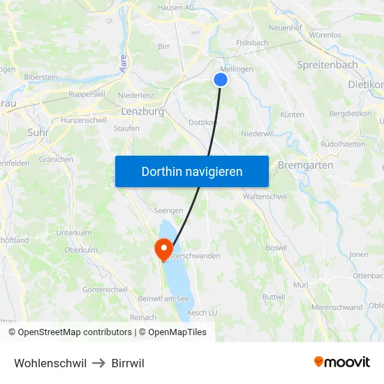 Wohlenschwil to Birrwil map