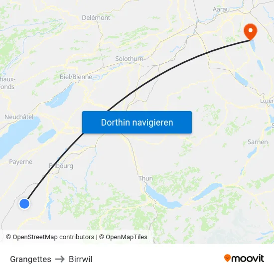 Grangettes to Birrwil map