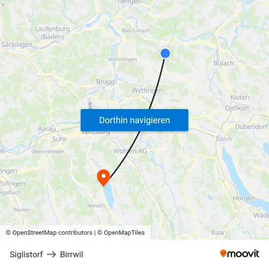 Siglistorf to Birrwil map