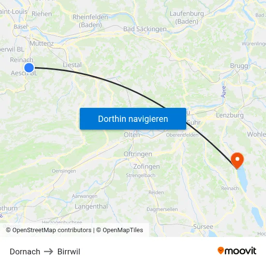 Dornach to Birrwil map
