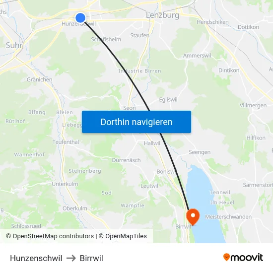 Hunzenschwil to Birrwil map