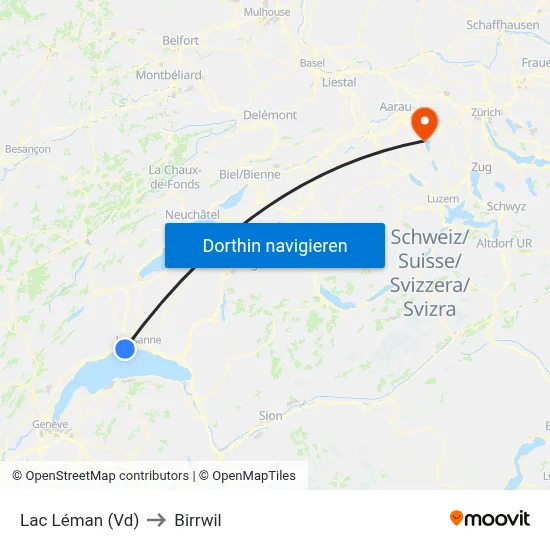 Lac Léman (Vd) to Birrwil map