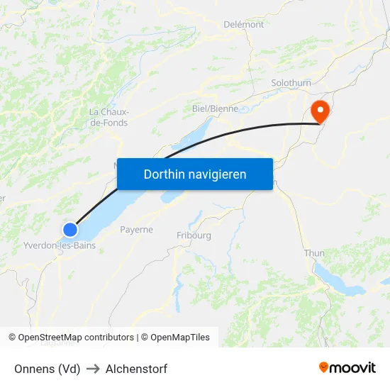 Onnens (Vd) to Alchenstorf map