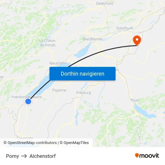 Pomy to Alchenstorf map