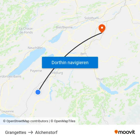 Grangettes to Alchenstorf map