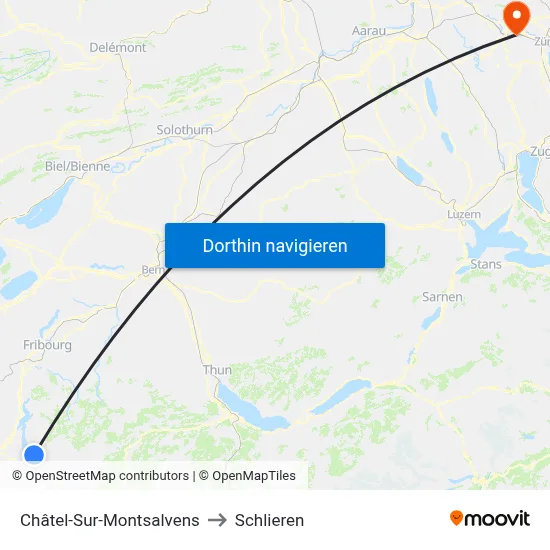 Châtel-Sur-Montsalvens to Schlieren map