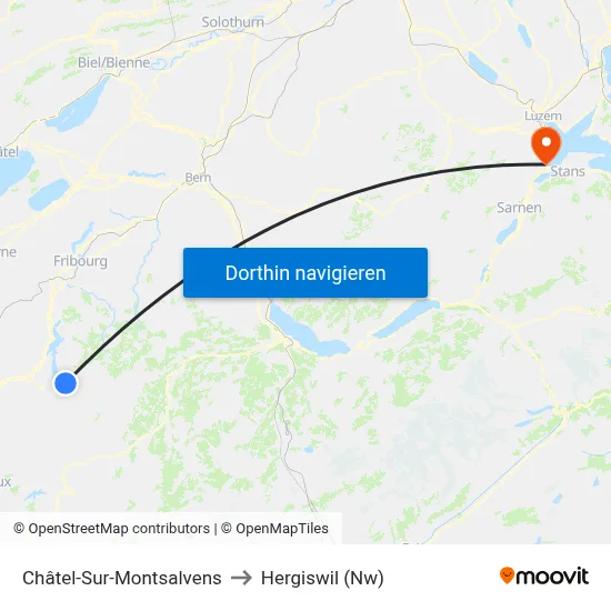 Châtel-Sur-Montsalvens to Hergiswil (Nw) map