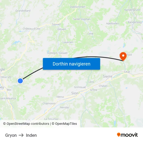 Gryon to Inden map