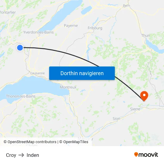 Croy to Inden map