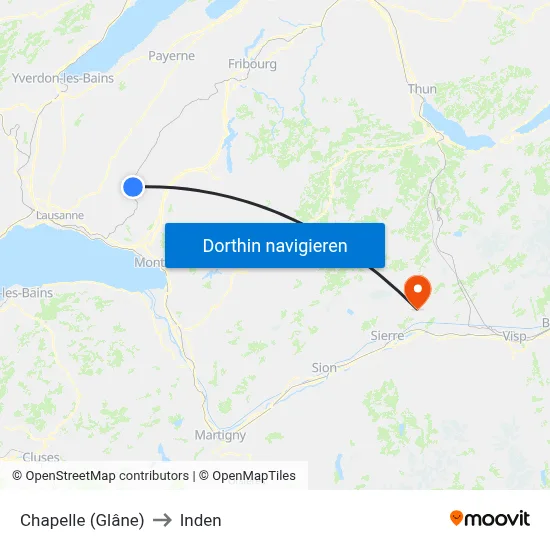 Chapelle (Glâne) to Inden map