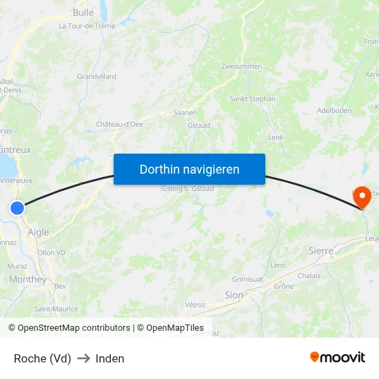 Roche (Vd) to Inden map
