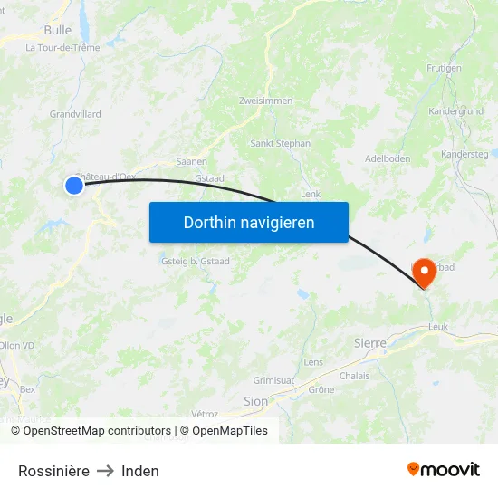 Rossinière to Inden map