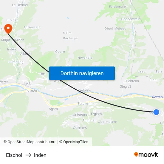 Eischoll to Inden map