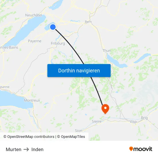 Murten to Inden map