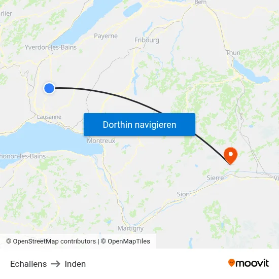 Echallens to Inden map