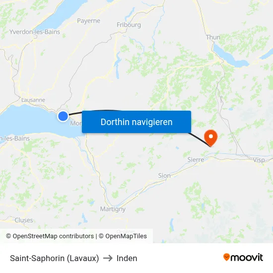 Saint-Saphorin (Lavaux) to Inden map