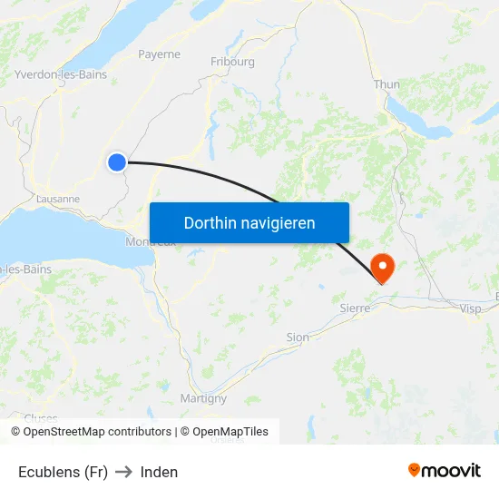 Ecublens (Fr) to Inden map