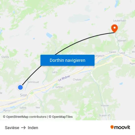 Savièse to Inden map