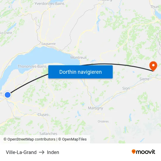 Ville-La-Grand to Inden map