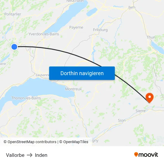 Vallorbe to Inden map