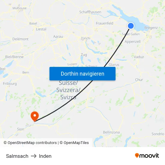 Salmsach to Inden map