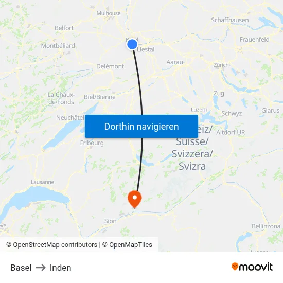 Basel to Inden map