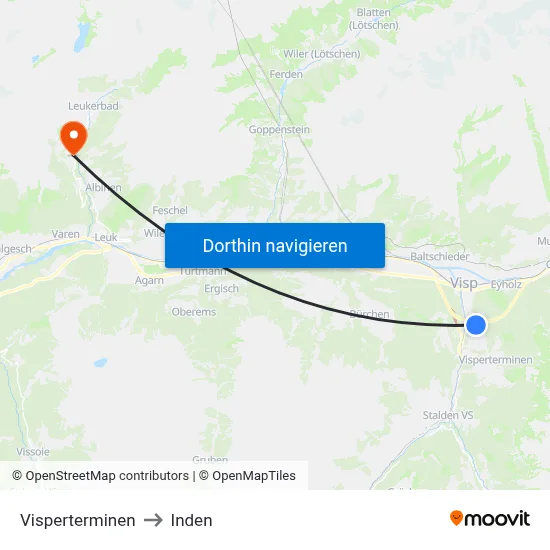 Visperterminen to Inden map