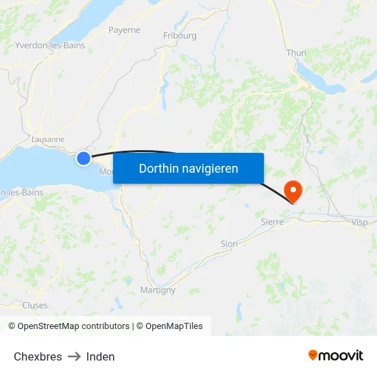 Chexbres to Inden map