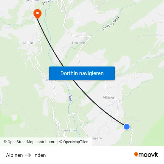 Albinen to Inden map