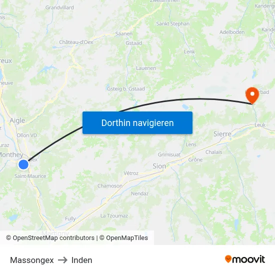 Massongex to Inden map