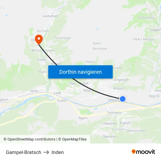 Gampel-Bratsch to Inden map