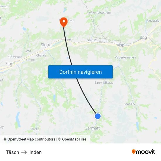 Täsch to Inden map