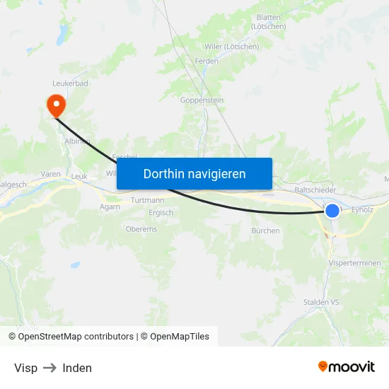 Visp to Inden map