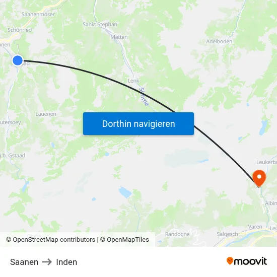 Saanen to Inden map