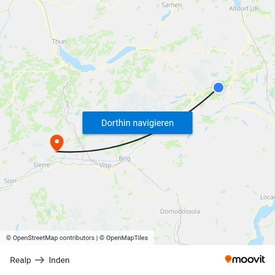 Realp to Inden map