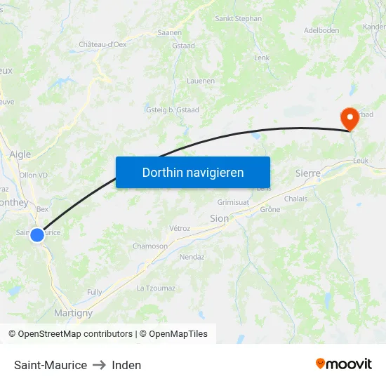 Saint-Maurice to Inden map