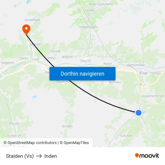 Stalden (Vs) to Inden map