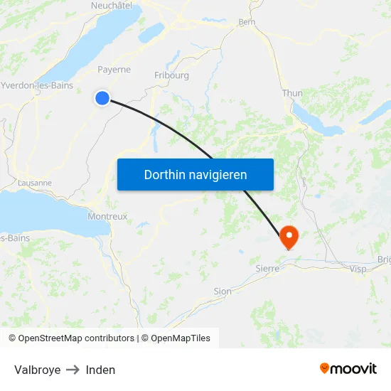 Valbroye to Inden map