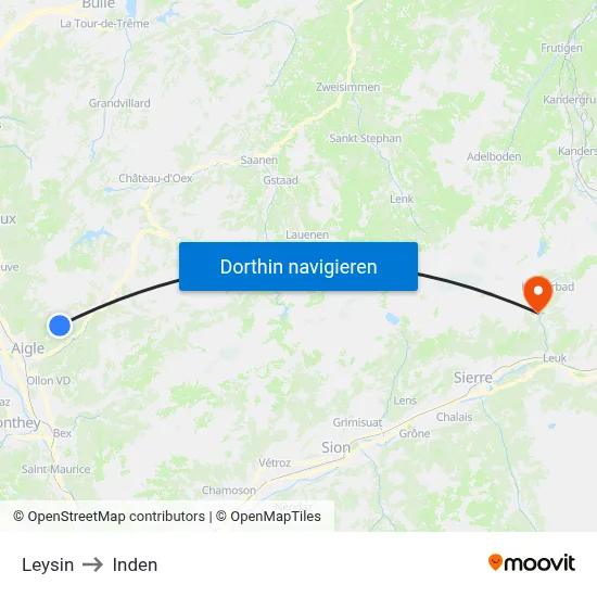 Leysin to Inden map