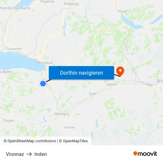Vionnaz to Inden map