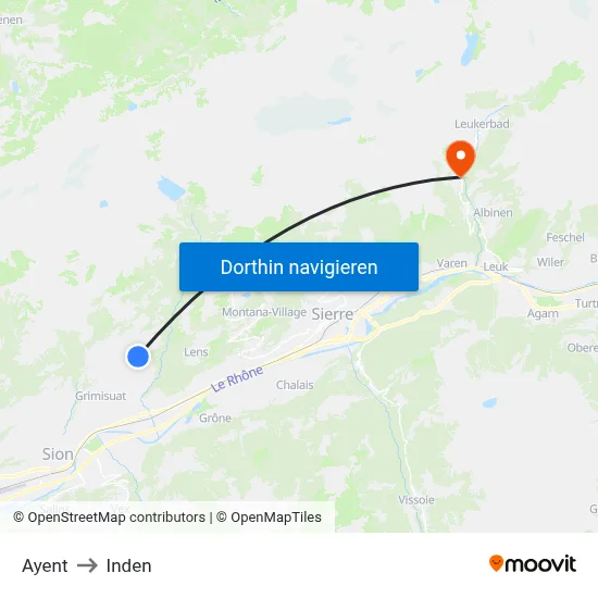 Ayent to Inden map