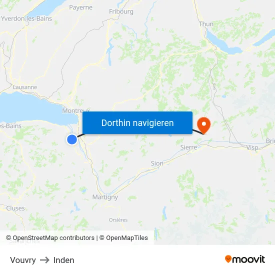 Vouvry to Inden map
