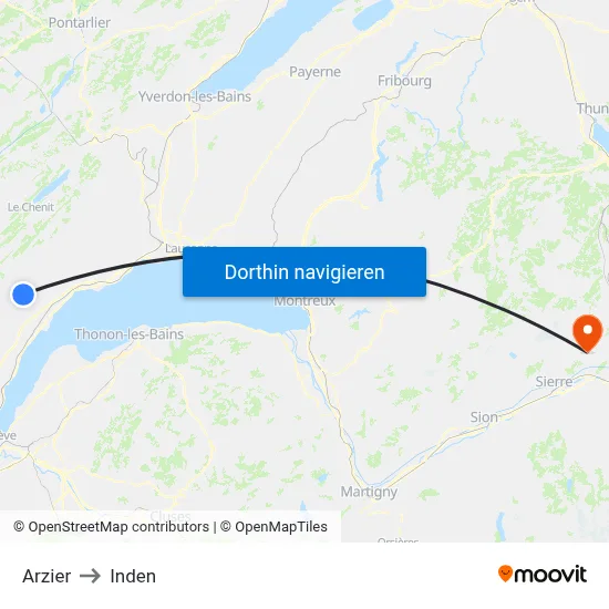 Arzier to Inden map