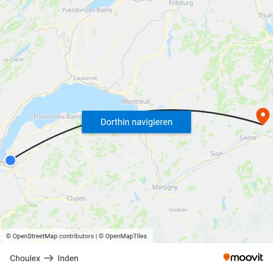 Choulex to Inden map
