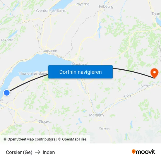 Corsier (Ge) to Inden map